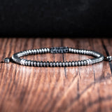 Black Silver Beaded Stones Bracelet