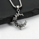 Gothic Thorn Crescent Moon Necklace