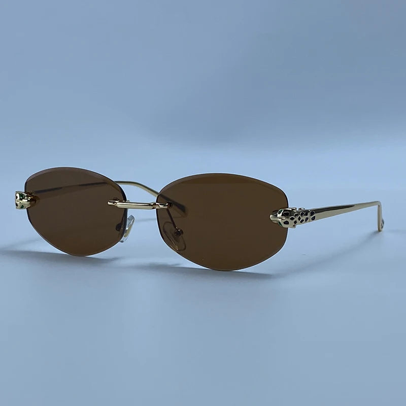 Vintage Lux Rimless Oval Sunglasses