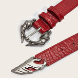 Snake Buckle Crocodile Pattern Leather Belt