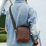 Leather with Handle Small Crossbody Bag