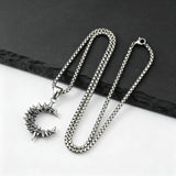 Gothic Thorn Crescent Moon Necklace