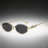 Polygon Leopard Decor Temple Sunglasses