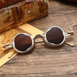 Irregular Rounded Titanium Frame Sunglasses