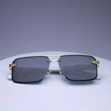 Gold Frame Rimless Rectangle Sunglasses