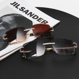 Irregular Cut Rimless Sunglasses