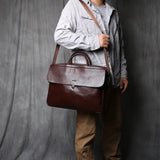 Solid Genuine Leather Messenger Bag