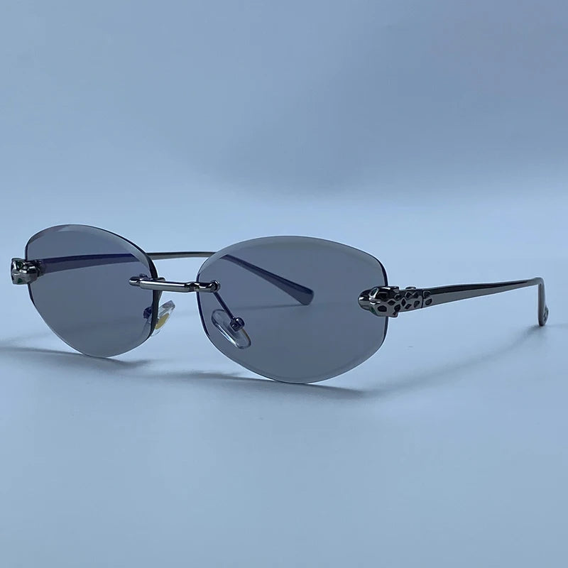 Vintage Lux Rimless Oval Sunglasses