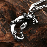 Moon With Snake Pendant Necklace