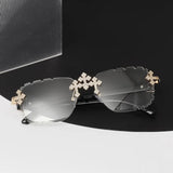 Cutted Rimless Cross Style Sunglasses