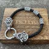 Viking Mythology Wolf Heads Bracelet