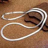 Silver Color Flat Chain Necklace