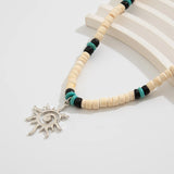 Sun Flower Pendant Wood Necklace