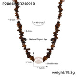 Retro Irregular Tiger Eye Pearl Beads Necklace