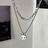 Double-Layer Cat Pendant Necklace