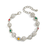 Rhinestone Sunflower Charm Bracelet