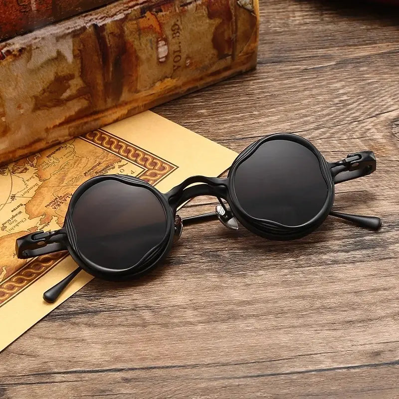 Irregular Rounded Titanium Frame Sunglasses