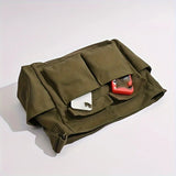 Solid Big Pockets Canvas Sling Bag