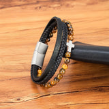 Multi Layer Leather Beads Cross Bracelet