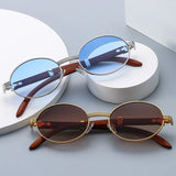 Retro Oval Woven Bridge Frame Sunglasses