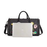 Patchwork Rivet Design Leather Duffle Bag