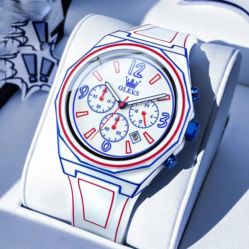 Rounded Dial Lines Details Watch