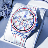 Rounded Dial Lines Details Watch