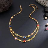 Layered Colorful Acrylic Rhinestone Necklace