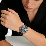 Black Enamel Engraved Watch