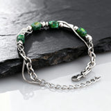 Green Natural Stacked Steel Bracelet