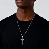 Black Zircon Heart Cross Necklace