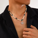 Sun Flower Pendant Wood Necklace