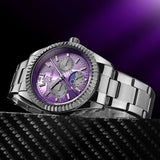 Montre d'affaires en acier inoxydable à cadran texturé