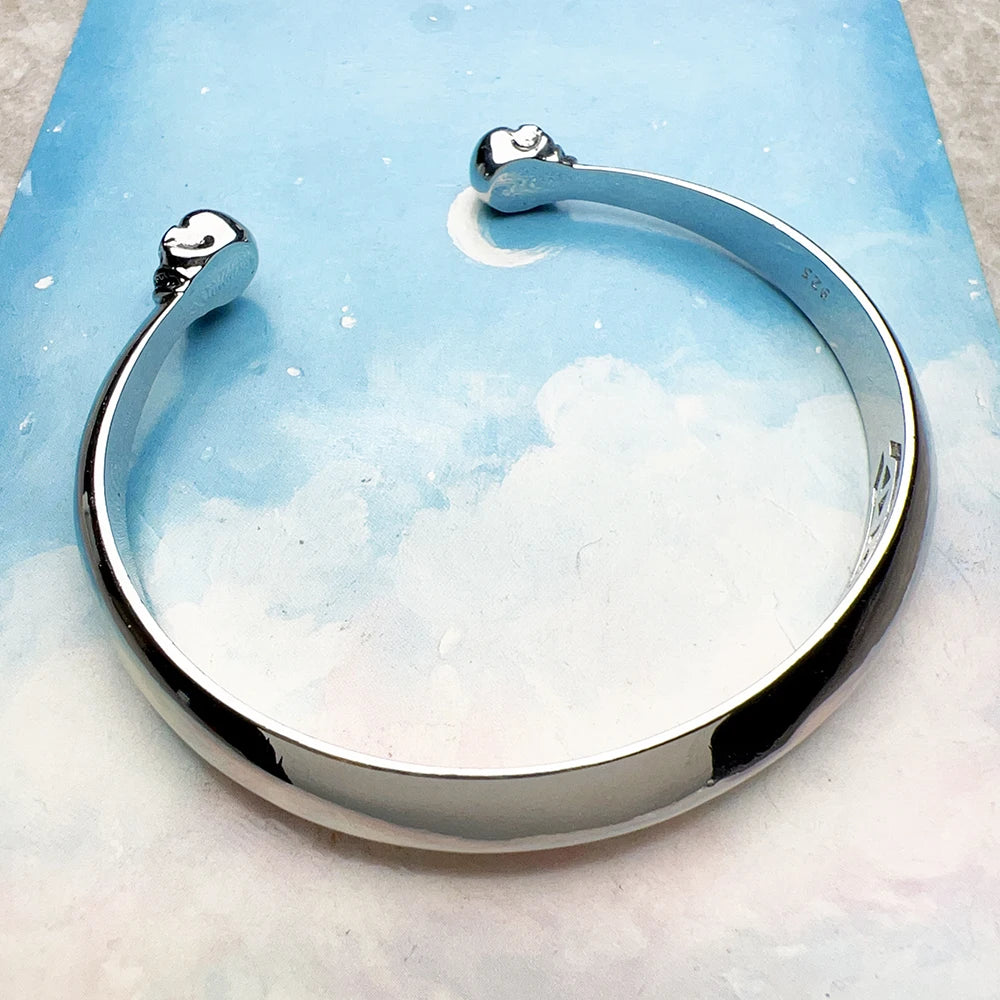 Solid Skull Ended Cuff Bracelet