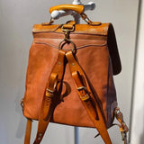 Full Grain Leather Rivet Retro Backpack