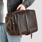 Zippered Front Organizer Leather Backpack