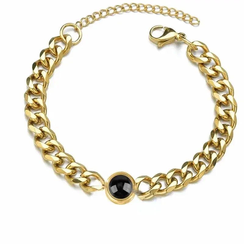 Black Stone Chain Bracelet