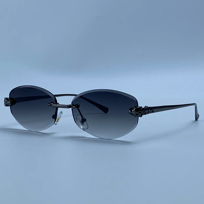 Vintage Lux Rimless Oval Sunglasses