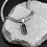 Collar de cadena cubana plana rectangular negra
