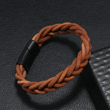 Brown Braided Leather Rope Bracelet