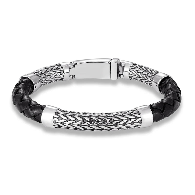 Hammer Chain Leather Bracelet