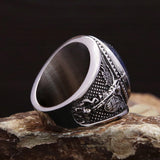 Religious Pattern with Blue Zircon Ring