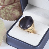 Simple Black Oval Black Stone Ring