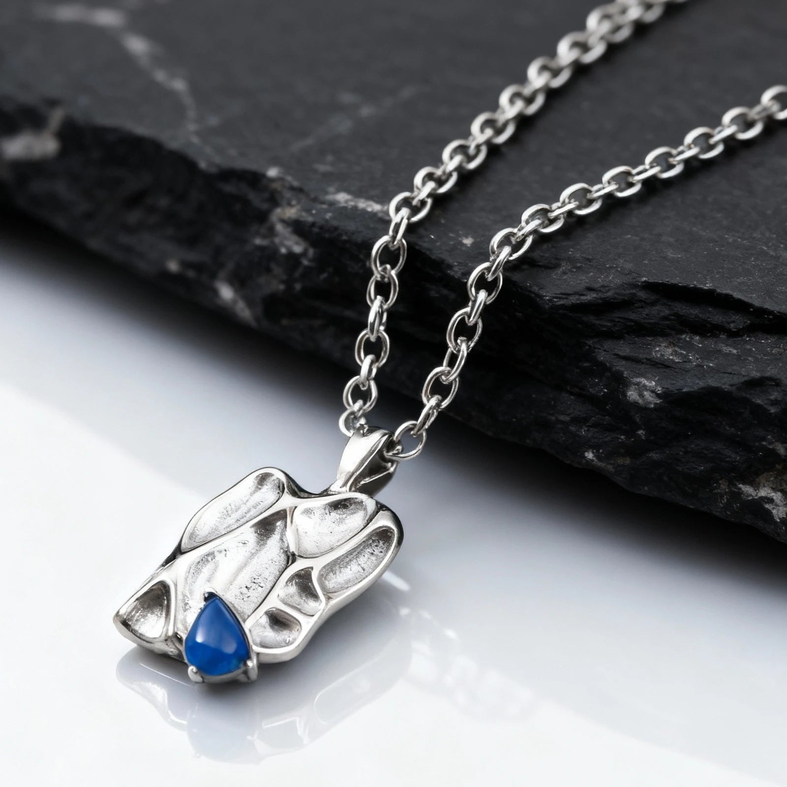 Geometric Square Blue Stone Necklace