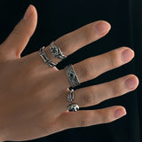 Punk Geometric Adjustable Ring Set