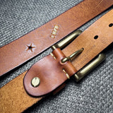 Vintage Distressed Brass Pin Buckle Men's Belt