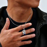 Geometric Square Blue Stone Necklace