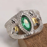 Green Zircon Sterling Silver Dragon Ring