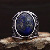 Religious Pattern with Blue Zircon Ring