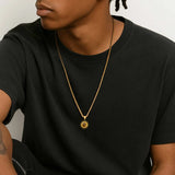 Sun Tiger Eye Stone Pendant Necklace